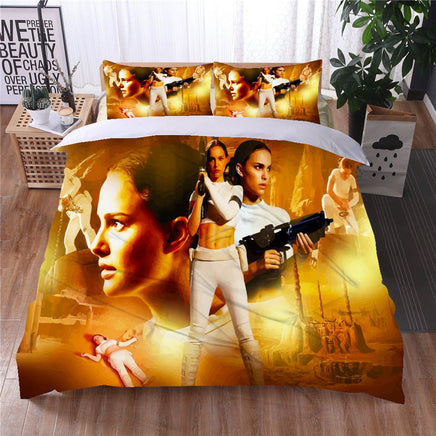 Padme Star Wars Bedding Gold Duvet Covers Comforter Set Quilted Blanket Bedlinen LS22756 - Lusy Store