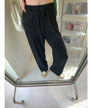 Palazzo Pants For Women Black Wide Leg Bottoms Stripe Full Length Trousers High Waist Causal Elastic D380 - Lusy Store