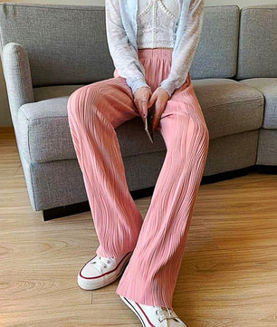 Palazzo Pants For Women Black Wide Leg Bottoms Stripe Full Length Trousers High Waist Causal Elastic D380 - Lusy Store