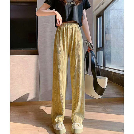 Palazzo Pants For Women Black Wide Leg Bottoms Stripe Full Length Trousers High Waist Causal Elastic D380 - Lusy Store