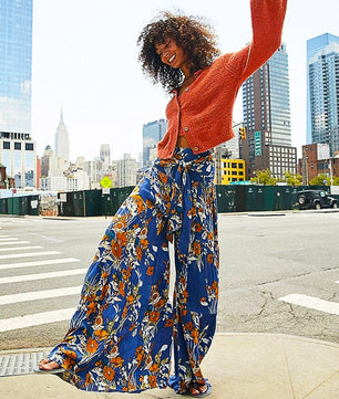 Palazzo Pants For Women Boho Extra Wide Leg Ethnic Tribal Elastic High Waist Loose Trousers Beach D377 - Lusy Store