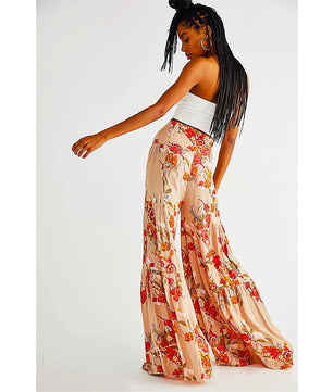 Palazzo Pants For Women Boho Extra Wide Leg Ethnic Tribal Elastic High Waist Loose Trousers Beach D377 - Lusy Store