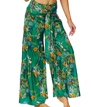 Palazzo Pants For Women Boho Extra Wide Leg Ethnic Tribal Elastic High Waist Loose Trousers Beach D377 - Lusy Store