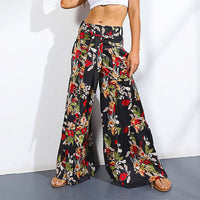 Palazzo Pants For Women Boho Extra Wide Leg Ethnic Tribal Elastic High Waist Loose Trousers Beach D377 - Lusy Store