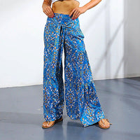 Palazzo Pants For Women Boho Extra Wide Leg Ethnic Tribal Elastic High Waist Loose Trousers Beach D377 - Lusy Store