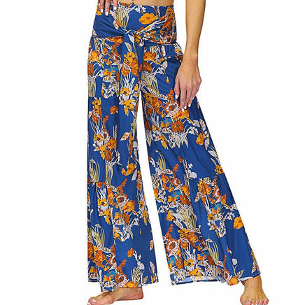 Palazzo Pants For Women Boho Extra Wide Leg Ethnic Tribal Elastic High Waist Loose Trousers Beach D377 - Lusy Store