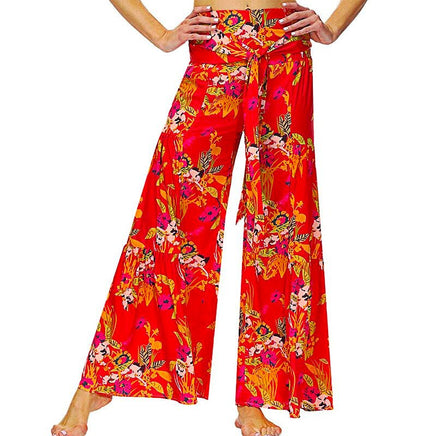 Palazzo Pants For Women Boho Extra Wide Leg Ethnic Tribal Elastic High Waist Loose Trousers Beach D377 - Lusy Store