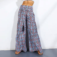 Palazzo Pants For Women Boho Extra Wide Leg Ethnic Tribal Elastic High Waist Loose Trousers Beach D377 - Lusy Store