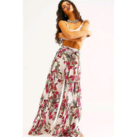 Palazzo Pants For Women Boho Extra Wide Leg Ethnic Tribal Elastic High Waist Loose Trousers Beach D377 - Lusy Store