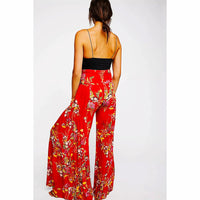 Palazzo Pants For Women Boho Extra Wide Leg Ethnic Tribal Elastic High Waist Loose Trousers Beach D377 - Lusy Store