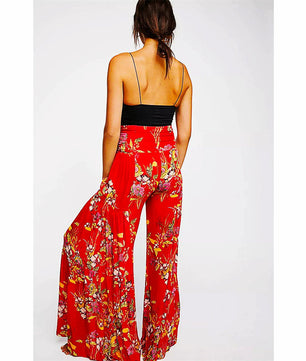 Palazzo Pants For Women Boho Extra Wide Leg Ethnic Tribal Elastic High Waist Loose Trousers Beach D377 - Lusy Store