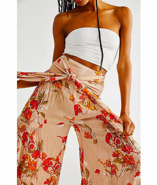 Palazzo Pants For Women Boho Extra Wide Leg Ethnic Tribal Elastic High Waist Loose Trousers Beach D377 - Lusy Store