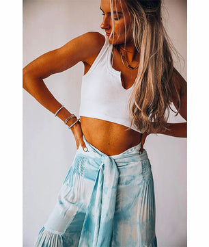 Palazzo Pants For Women Boho Extra Wide Leg Ethnic Tribal Elastic High Waist Loose Trousers Beach D377 - Lusy Store