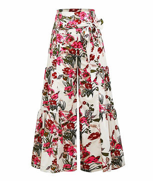 Palazzo Pants For Women Boho Extra Wide Leg Ethnic Tribal Elastic High Waist Loose Trousers Beach D377 - Lusy Store