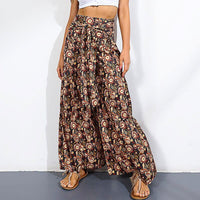 Palazzo Pants For Women Boho Extra Wide Leg Ethnic Tribal Elastic High Waist Loose Trousers Beach D377 - Lusy Store