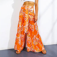 Palazzo Pants For Women Boho Extra Wide Leg Ethnic Tribal Elastic High Waist Loose Trousers Beach D377 - Lusy Store