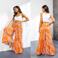 Palazzo Pants For Women Boho Extra Wide Leg Ethnic Tribal Elastic High Waist Loose Trousers Beach D377 - Lusy Store