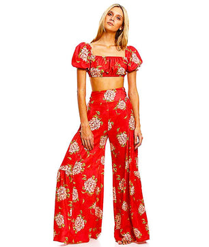 Palazzo Pants For Women Boho Extra Wide Leg Ethnic Tribal Elastic High Waist Loose Trousers Beach D377 - Lusy Store