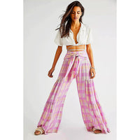 Palazzo Pants For Women Boho Extra Wide Leg Ethnic Tribal Elastic High Waist Loose Trousers Beach D377 - Lusy Store