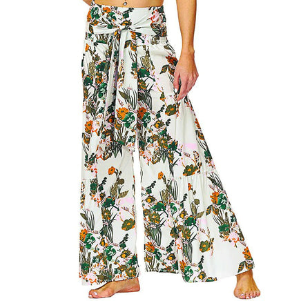 Palazzo Pants For Women Boho Extra Wide Leg Ethnic Tribal Elastic High Waist Loose Trousers Beach D377 - Lusy Store