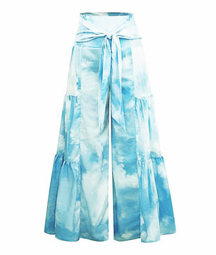Palazzo Pants For Women Boho Extra Wide Leg Ethnic Tribal Elastic High Waist Loose Trousers Beach D377 - Lusy Store
