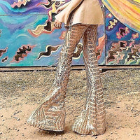 Palazzo Pants For Women High Waisted Wide Leg Bling Sequin Flared Trousers D378