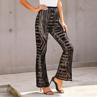 Palazzo Pants For Women High Waisted Wide Leg Bling Sequin Flared Trousers D378