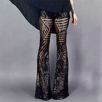 Palazzo Pants For Women High Waisted Wide Leg Bling Sequin Flared Trousers D378