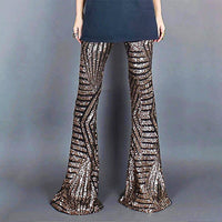 Palazzo Pants For Women High Waisted Wide Leg Bling Sequin Flared Trousers D378