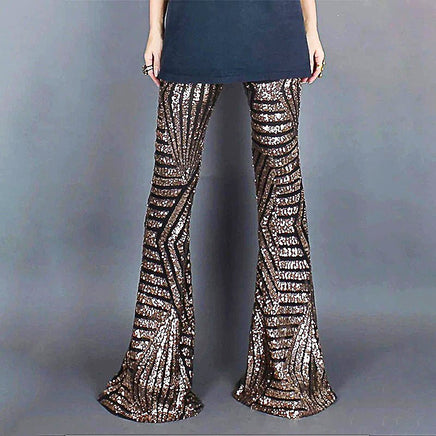 Palazzo Pants For Women High Waisted Wide Leg Bling Sequin Flared Trousers D378