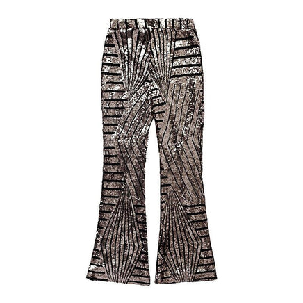Palazzo Pants For Women High Waisted Wide Leg Bling Sequin Flared Trousers D378