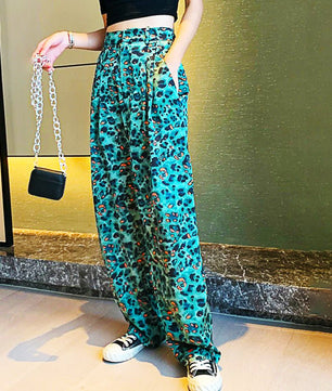 Palazzo Pants For Women Leopard High Waist Wide Leg Pants Casual Straight Thin Trousers Bottom D371 - Lusy Store