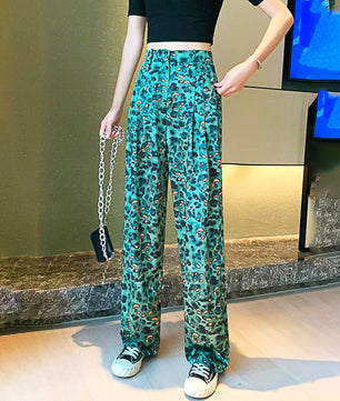 Palazzo Pants For Women Leopard High Waist Wide Leg Pants Casual Straight Thin Trousers Bottom D371 - Lusy Store