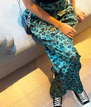 Palazzo Pants For Women Leopard High Waist Wide Leg Pants Casual Straight Thin Trousers Bottom D371 - Lusy Store