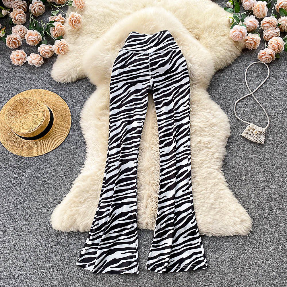 Palazzo Pants For Women Leopard Straight Flare Trousers Spring Fashion Casual Long Pants D372 - Lusy Store