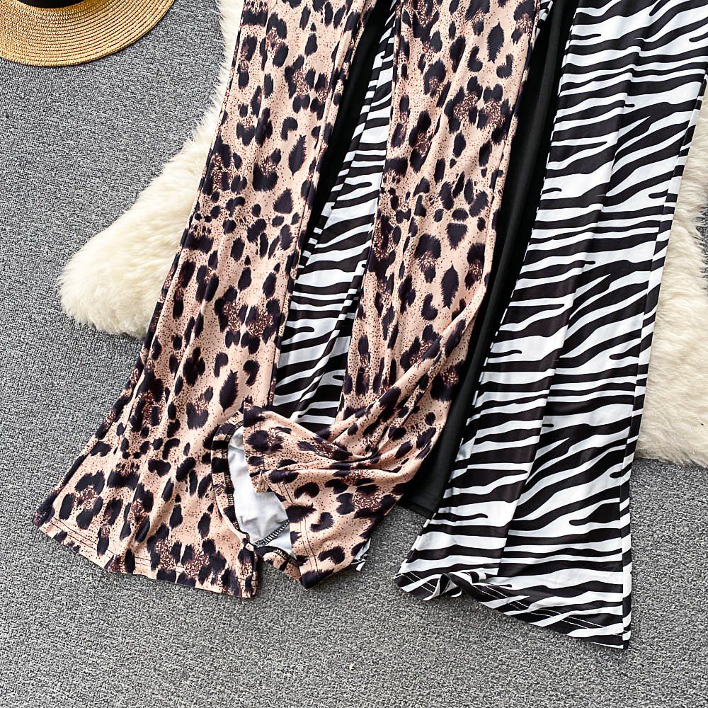 Palazzo Pants For Women Leopard Straight Flare Trousers Spring Fashion Casual Long Pants D372 - Lusy Store