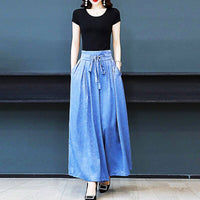 Palazzo Pants For Women Silk Satin High Waist Drawstring Loose Wide Pants D374 - Lusy Store