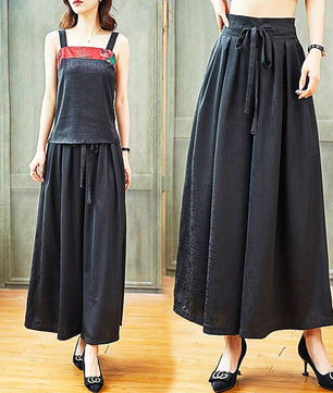 Palazzo Pants For Women Silk Satin High Waist Drawstring Loose Wide Pants D374 - Lusy Store