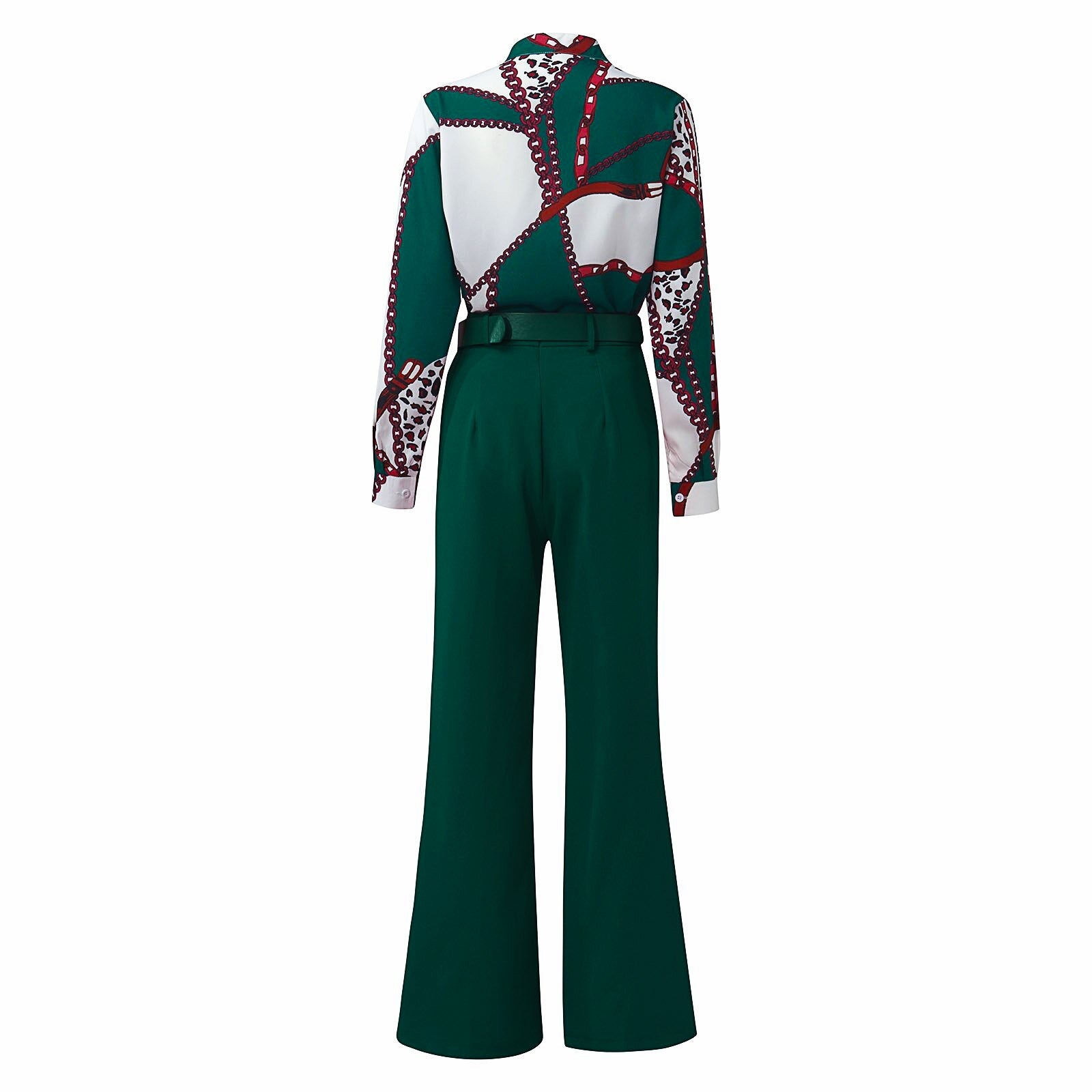 Pantsuit Dress Casual Fashion Suit Shirt & High Waist Pants Set Chic And Elegant D381 - Lusy Store