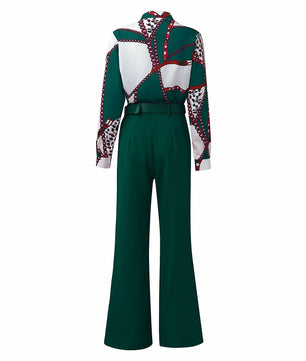 Pantsuit Dress Casual Fashion Suit Shirt & High Waist Pants Set Chic And Elegant D381 - Lusy Store