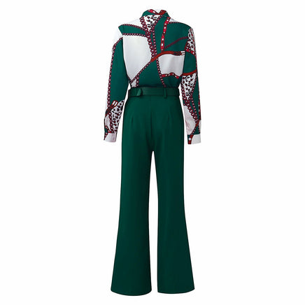 Pantsuit Dress Casual Fashion Suit Shirt & High Waist Pants Set Chic And Elegant D381 - Lusy Store