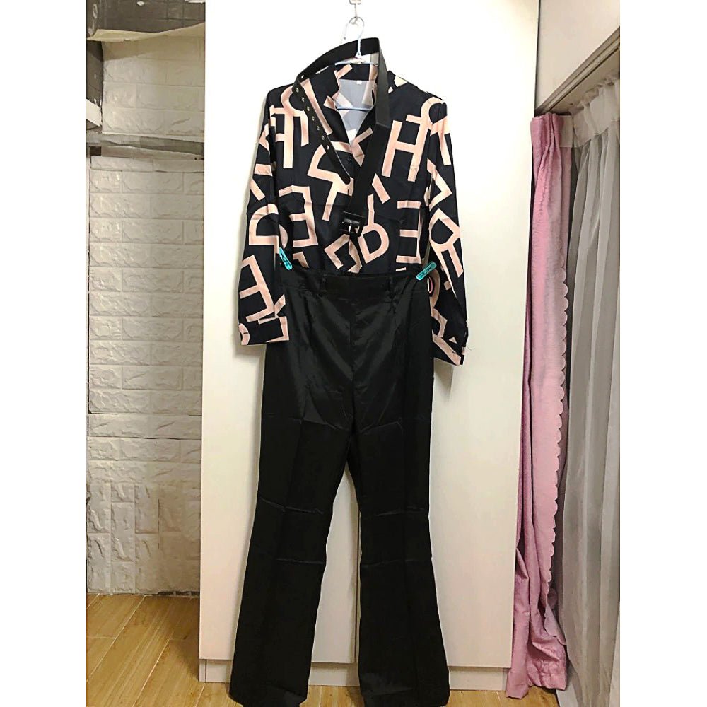 Pantsuit Dress Casual Fashion Suit Shirt & High Waist Pants Set Chic And Elegant D381 - Lusy Store