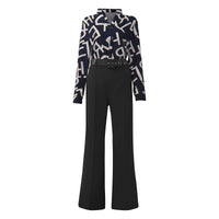 Pantsuit Dress Casual Fashion Suit Shirt & High Waist Pants Set Chic And Elegant D381 - Lusy Store