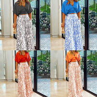 Pantsuit Dress New Bat Sleeve Shirt Wide-legged Pants Casual Set Elegant V-neck Office D382