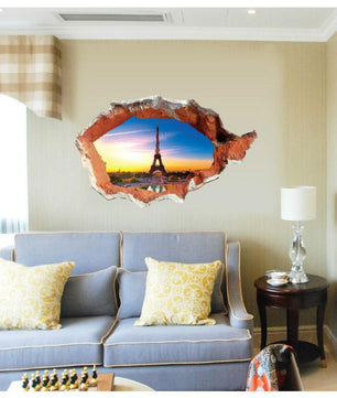 Paris Wall Decal 3D Three-Dimensional Broken Creative Decorative Waterproof - Lusy Store