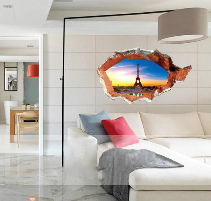 Paris Wall Decal 3D Three-Dimensional Broken Creative Decorative Waterproof - Lusy Store