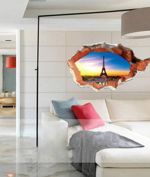 Paris Wall Decal 3D Three-Dimensional Broken Creative Decorative Waterproof - Lusy Store