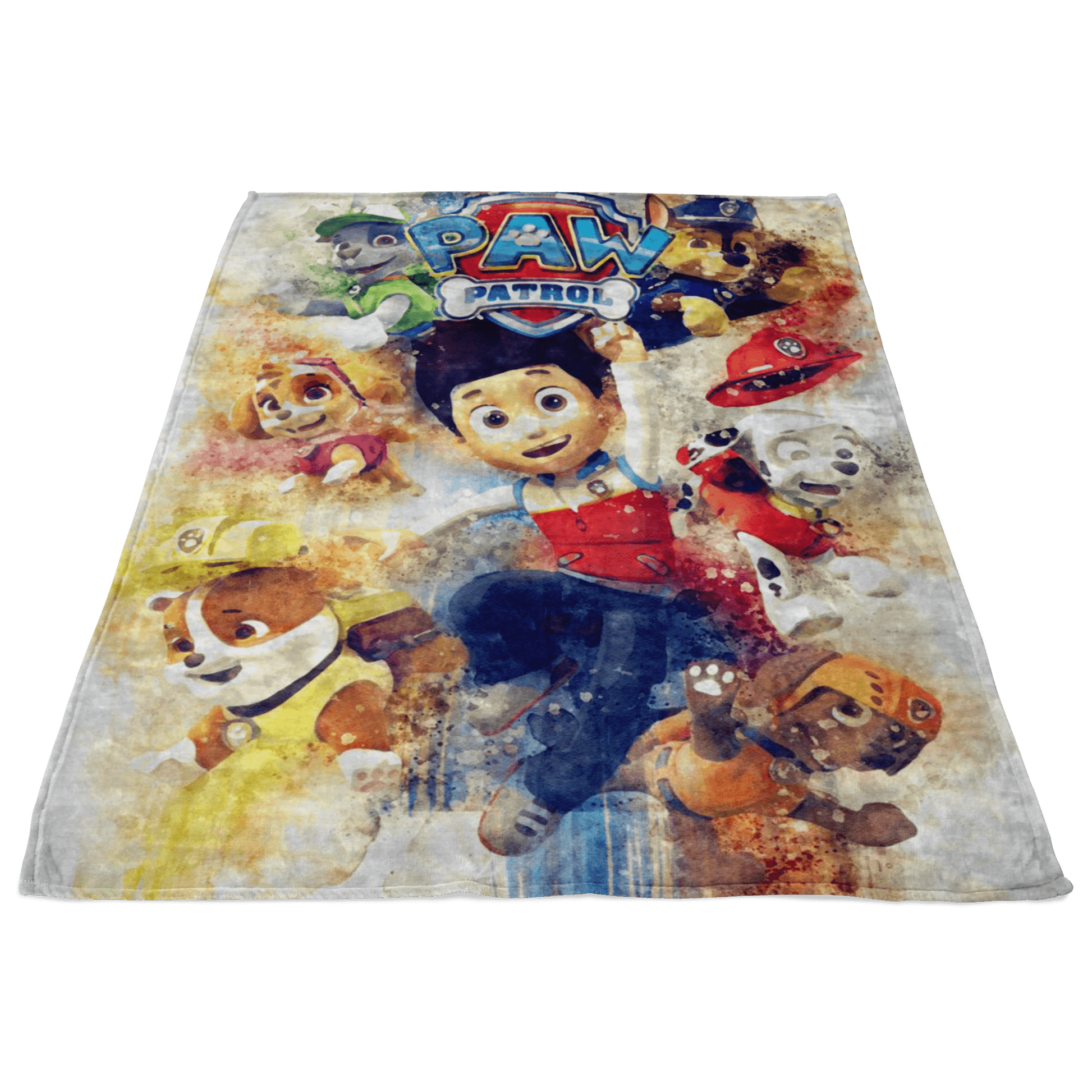 Paw Patrol Fleece Blanket Artistic Watercolor White Blanket - Lusy Store