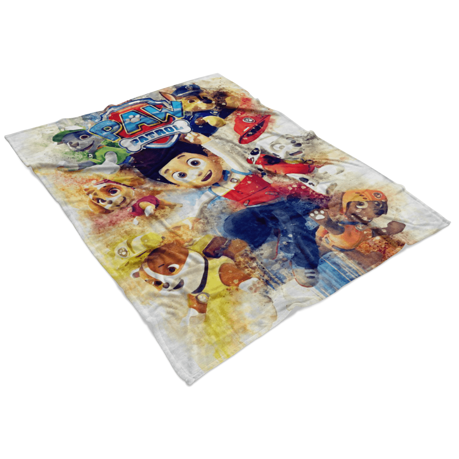 Paw Patrol Fleece Blanket Artistic Watercolor White Blanket - Lusy Store