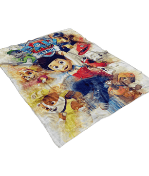 Paw Patrol Fleece Blanket Artistic Watercolor White Blanket - Lusy Store